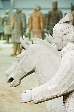 Pit 1, Mausoleum of the first Qin Emperor housed in The Museum of the Terracotta Warriors opened in 1979 near Xian City, Shaanxi Province, China, Asia