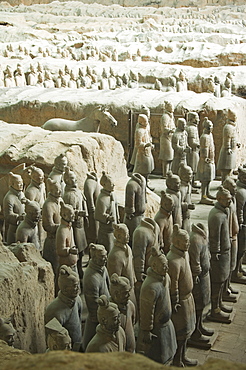 Pit 1, Mausoleum of the first Qin Emperor housed in The Museum of the Terracotta Warriors opened in 1979 near Xian City, Shaanxi Province, China, Asia