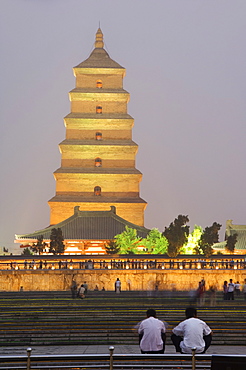 Big Goose Pagoda Park, Tang Dynasty built in 652 by Emperor Gaozong, Xian City, Shaanxi Province, China, Asia