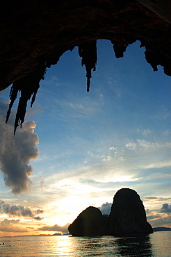 Cave, sunset, Rai Leigh Beach, Krabi, Thailand, Southeast Asia, Asia