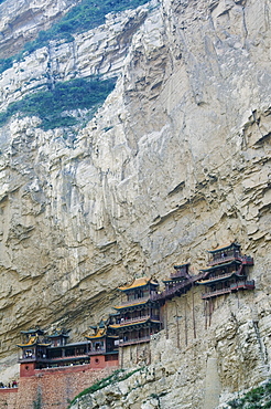 The Hanging Monastery dating back more than 1400 years in Jinlong Canyon, Shanxi province, China, Asia