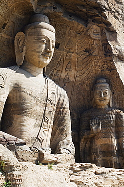 Buddhist statues of Yungang Caves cut during the Northern Wei Dynasty in 460 AD, UNESCO World Heritage Site near Datong, Shanxi province, China, Asia