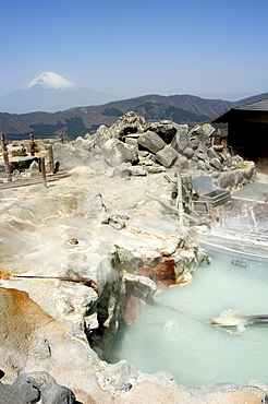 Mount Fuji (3776m), Owakidani geothermal park, Hakone, Honshu Island, Japan, Asia