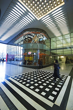 Psychedelic floor design in SOHO shopping area, Guomao, Beijing, China, Asia