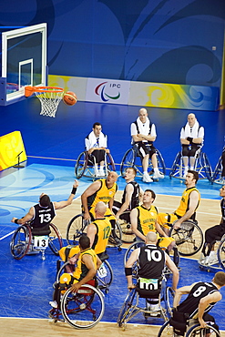 South Africa versus Germany wheelchair basketball match during the 2008 Paralympic Games, Beijing, China, Asia