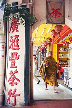 Monk in Chinatown, Kuala Lumpur, Malaysia, Southeast Asia, Asia