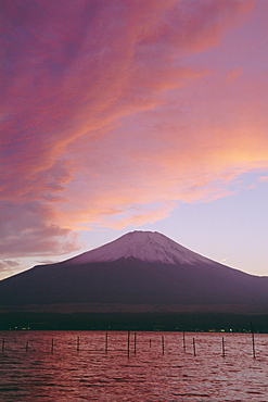 Mt. Fuji and Yamanaka ko (lake), Yamanashi, Japan