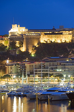 Palais du Prince and harbour in the Port of Monaco, Principality of Monaco, Cote d'Azur, Mediterranean, Europe