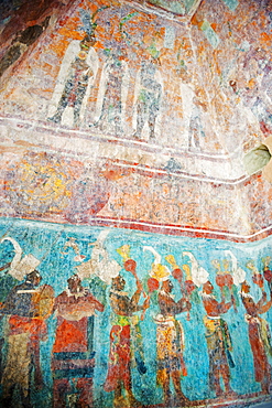 Murals at Bonampak Mayan ruins, Chiapas state, Mexico, North America