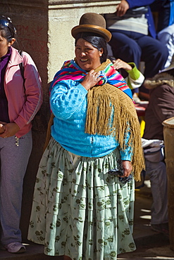 Woman at Anata Andina harvest festival, Carnival, Oruro, Bolivia, South America