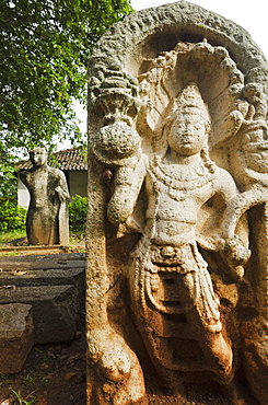 Guard stone showing Nagaraja (Cobra King), Ratnaprasada, Archaeological museum, Anuradhapura, UNESCO World Heritage Site, North Central Province, Sri Lanka, Asia