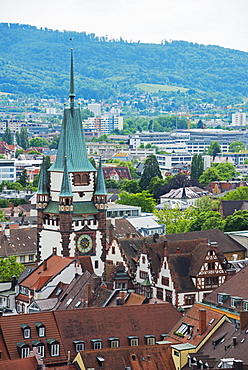 Old town city gate, Freiburg, Baden-Wurttemberg, Germany, Europe