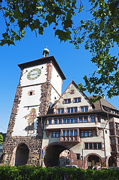 Old town city gate, Freiburg, Baden-Wurttemberg, Germany, Europe