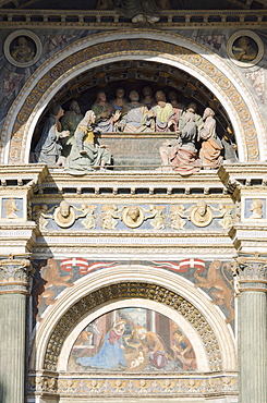 Facade of Duomo, Aosta Cathedral, Aosta, Aosta Valley, Italy, Europe 