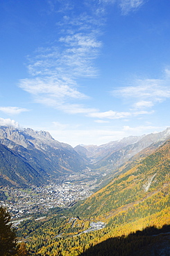 Autumn colours in Chamonix Valley, Chamonix, Haute-Savoie, French Alps, France, Europe 