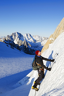 Ice climbing on Mont Blanc, Chamonix, Haute-Savoie, French Alps, France, Europe 