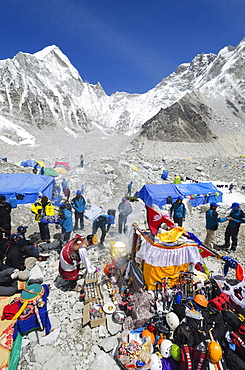 Puja ceremony, Everest Base Camp, Solu Khumbu Everest Region, Sagarmatha National Park, UNESCO World Heritage Site, Nepal, Himalayas, Asia 