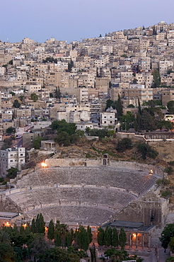 Roman Theatre in the evening, Amman, Jordan, Middle East