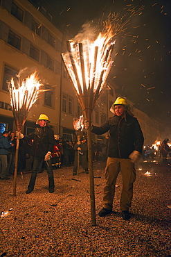 Fasnact spring carnival fire festival, Liestal, Switzerland, Europe