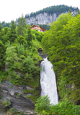 Reichenbach Falls, fictional location of Sherlock Holmes' death, Meiringen, Switzerland, Europe 