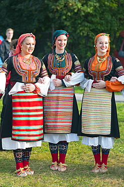 Performers from Serbia in traditional costume, International Festival of Mountain Folklore, Zakopane, Carpathian Mountains, Poland, Europe