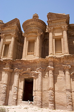 The Monastery and donkey, Petra, UNESCO World Heritage Site, Wadi Musa (Mousa), Jordan, Middle East