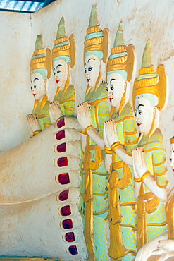 Temple sculptures, Nget Pyaw Taw Pagoda, Pindaya, Myanmar (Burma), Asia