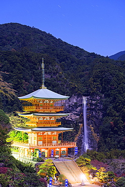 Pagoda, Shinto Shrine, Nachi no taki waterfall, UNESCO World Heritage Site, Wakayama Prefecture, Honshu, Japan, Asia