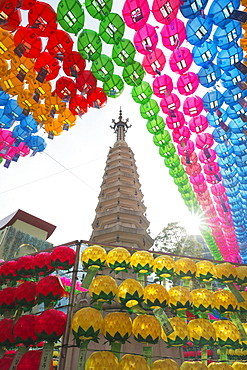 Lantern decorations for Festival of Lights, Jogyesa Buddhist Temple, Seoul, South Korea, Asia