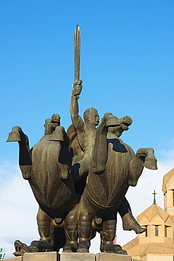 Statue of St. Grigor at St. Gregory the Illuminator Cathedral, Yerevan, Armenia, Caucasus, Central Asia, Asia