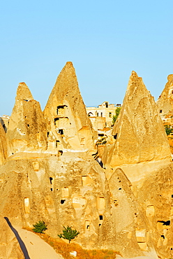 Rock-cut topography at Uchisar, UNESCO World Heritage Site, Cappadocia, Anatolia, Turkey, Asia Minor, Eurasia