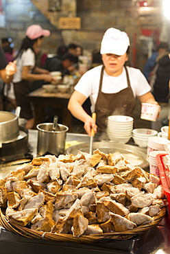 Stinky tofu in under cover market, Jiufen, Taiwan, Asia