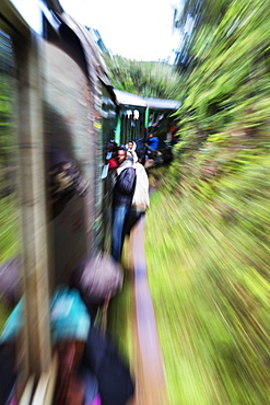 Passengers on the Fianarantsoa to Manakara FCE train, eastern area, Madagascar, Africa