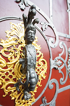 Ornate door  knob, St. Nicholas church, Old Town, Prague, Czech Republic, Europe