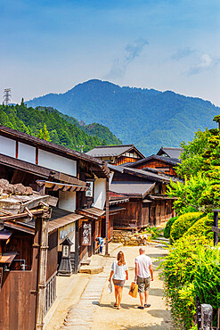 Nakasendo old post town of Tsumago, Kiso Valley, Nagano prefecture, Honshu, Japan, Asia