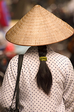 Long hair, lady wearing conical hat, Hanoi, Northern Vietnam, Southeast Asia, Asia