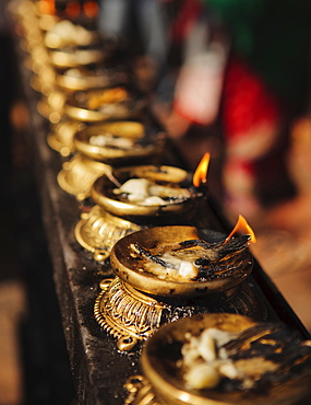 Butter lamps, Kathmandu, Nepal, Asia