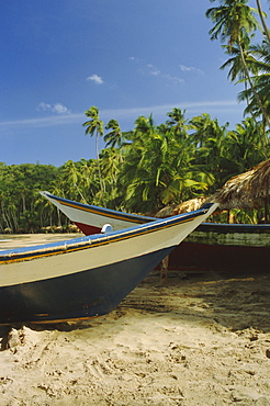 Traditional fishing boats, Playa Medina, Paria Peninsula, Venezuela, South America