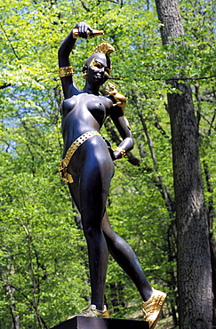 Close-up of a statue of a female nude in the garden, art nouveau period, Otto Wagner Villa No 26, Penzing, Vienna, Austria, Europe