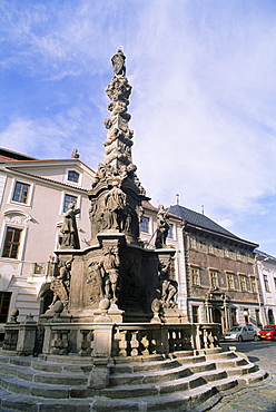 Baroque plague column dating from 1715, built as symbol of Roman Catholic domination by Austrian Hapsburgs, Kutna Hora, Stredocesko, Czech Republic, Europe