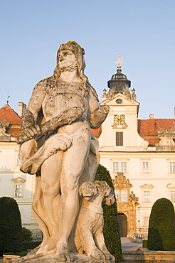 Baroque Valtice Chateau at sunrise, Valtice, Brnensko Region, Czech Republic, Europe