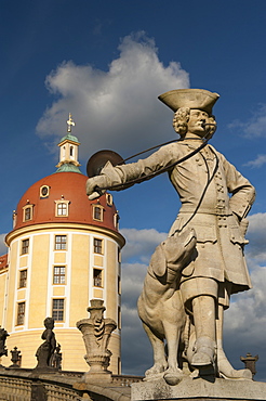 Baroque statue at Moritzburg Castle, Moritzburg, Sachsen, Germany, Europe