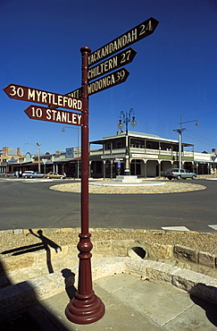 Direction signs at corner of Ford and Albert Streets, Beechworth, Victoria, Australia, Pacific