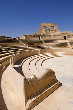 Roman Theatre, Sabratha Roman site, UNESCO World Heritage Site, Tripolitania, Libya, North Africa, Africa