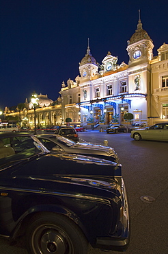 Place du Casino at dusk, Monte Carlo, Monaco, Europe