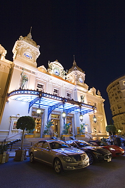 Place du Casino at dusk, Monte Carlo, Monaco, Europe