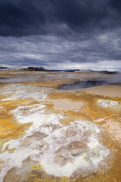 Hverir geothermal fields at the foot of Namafjall mountain, Myvatn lake area, Iceland, Polar Regions