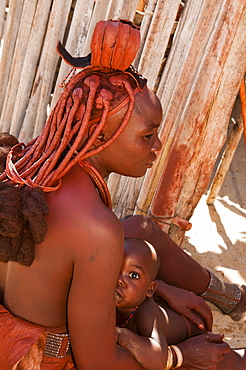 Himba woman and baby, Skeleton Coast National Park, Namibia, Africa