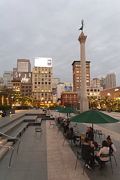 Union Square at dusk, San Francisco, California, United States of America, North America