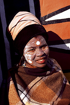 Portrait of a woman with facial decoration, Cultural Village, Johannesburg, South Africa, Africa